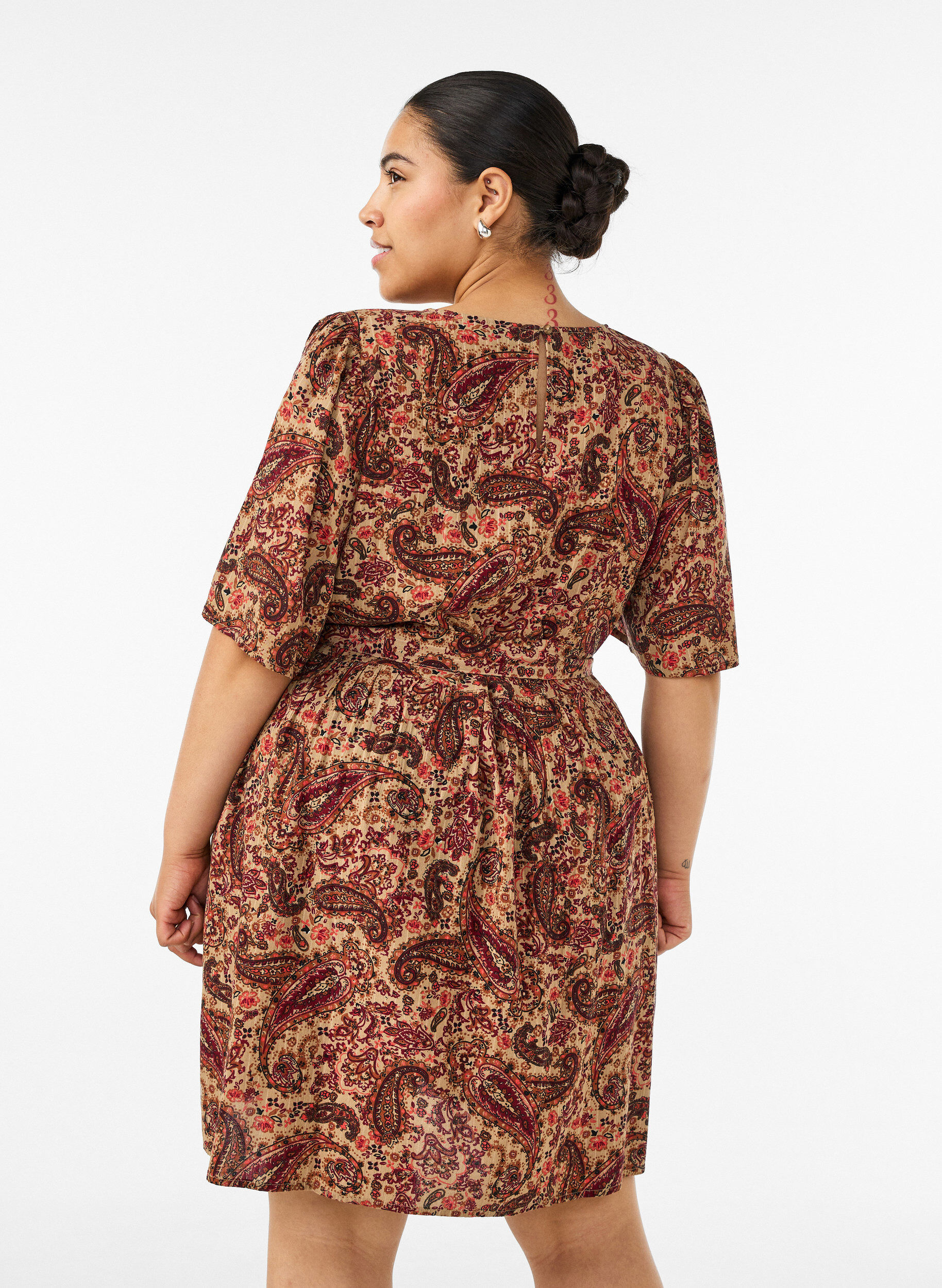 ZizziRobe &agrave; imprim&eacute; cachemire et ceinture &agrave; nouer, Marron, Model image number 2