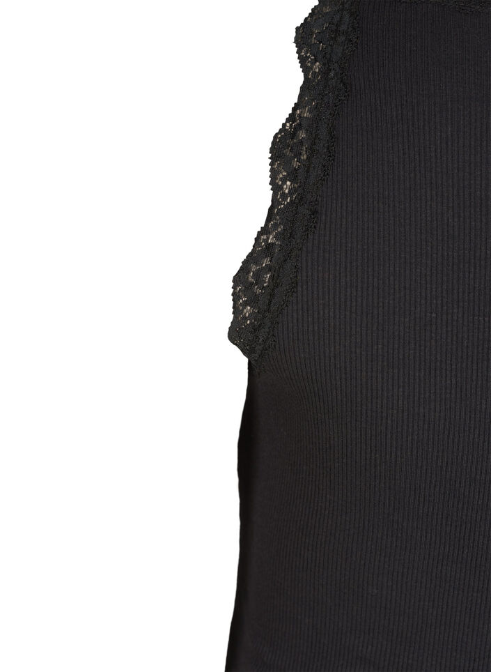 Top met kant, Zwart, Packshot image number 3