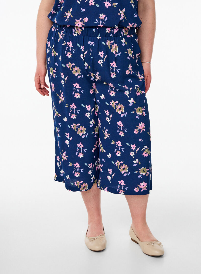 Culotte broek met print, Blauw, Model image number 2
