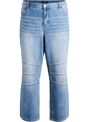 ZizziJeans met rechte, wijde pijpen en stikdetails, Blue Denim, Packshot image number 0