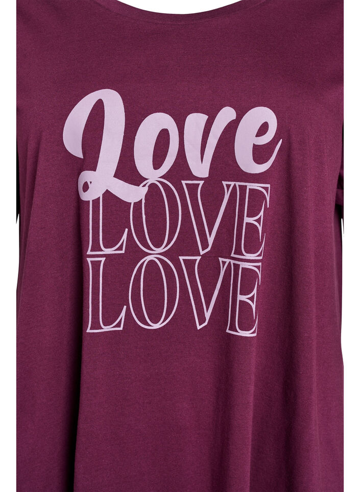 Nachtjapon met korte mouwen van biologisch katoen, Donker Bordeaux, Packshot image number 2