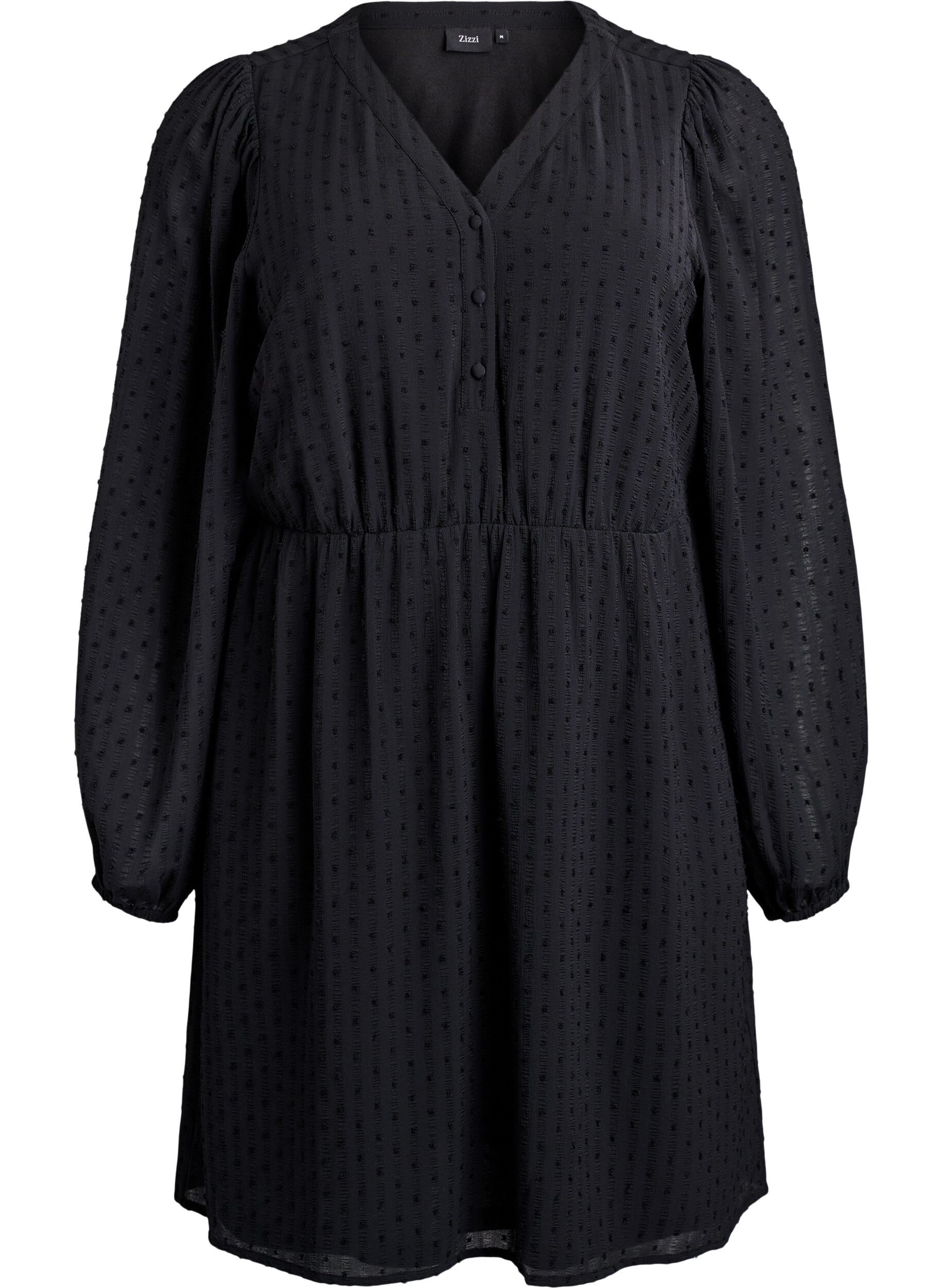 Korte jurk met tonale strepen en gestructureerde stippen