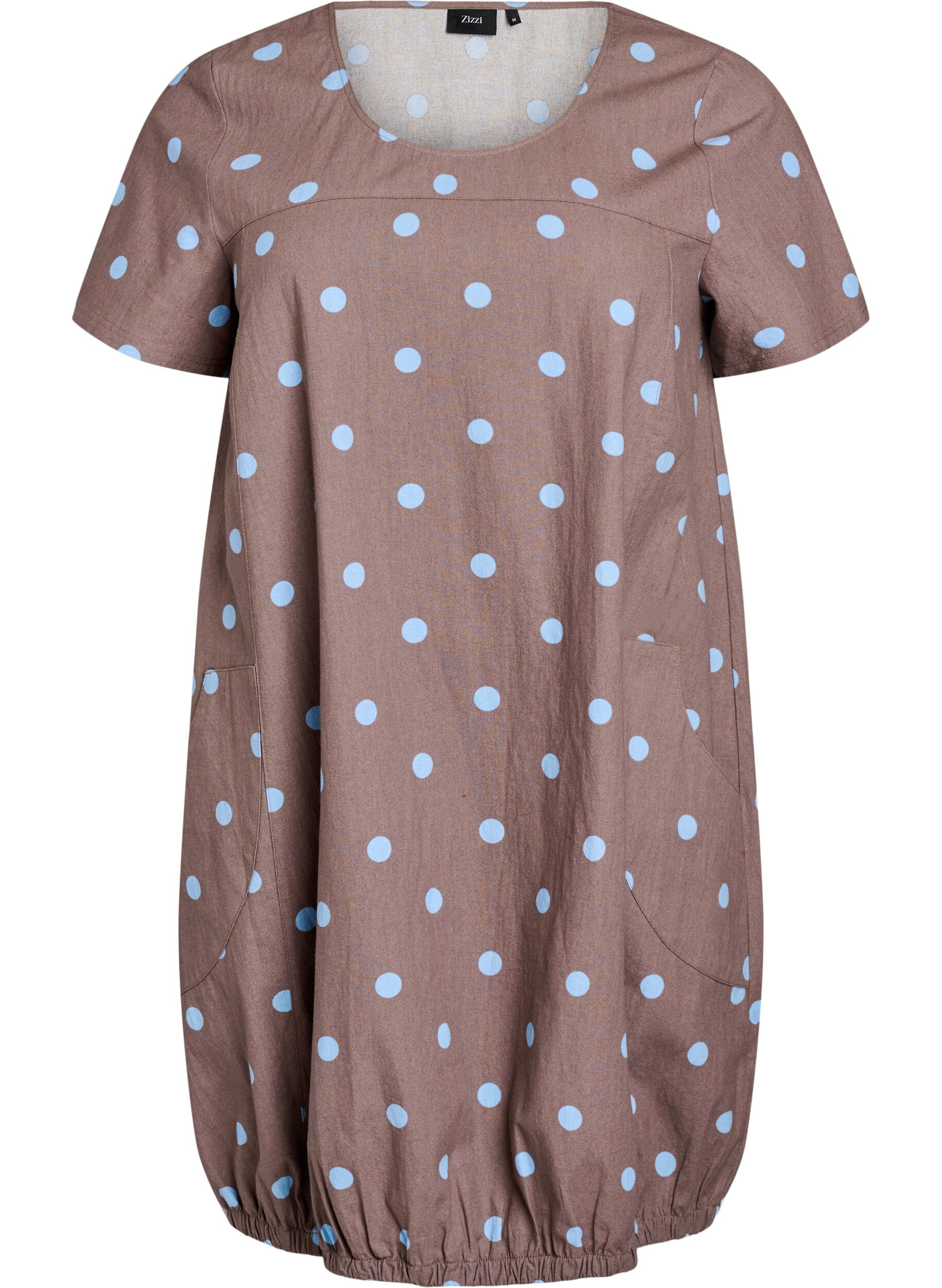 ZizziKatoenen jurk met korte mouwen en print, Blauw, Packshot image number 0