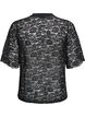 Kanten blouse met korte mouwen en ronde hals, Zwart, Packshot image number 1