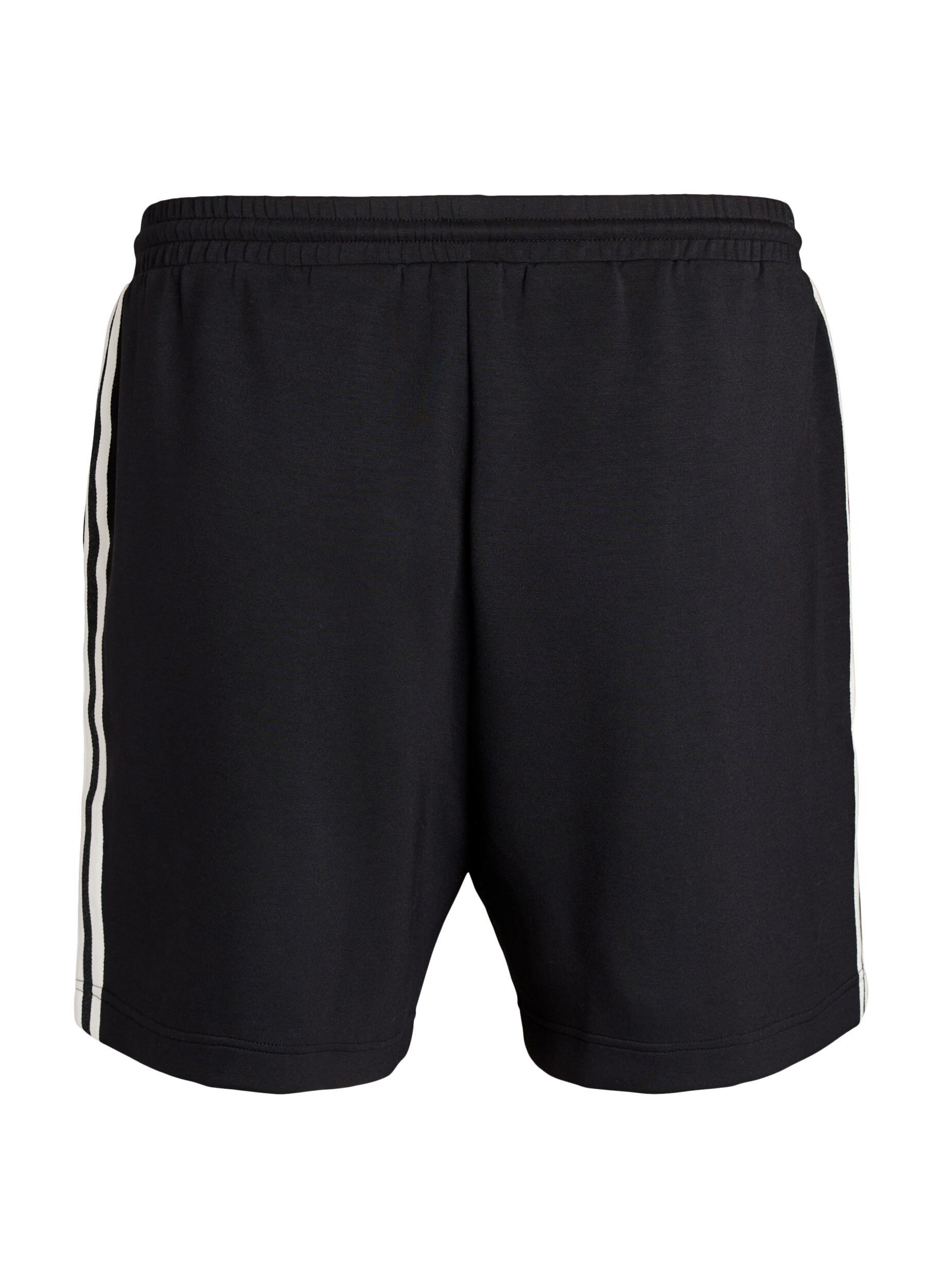 ZizziHigh waist shorts met streepdessin details, Zwart, Packshot image number 1