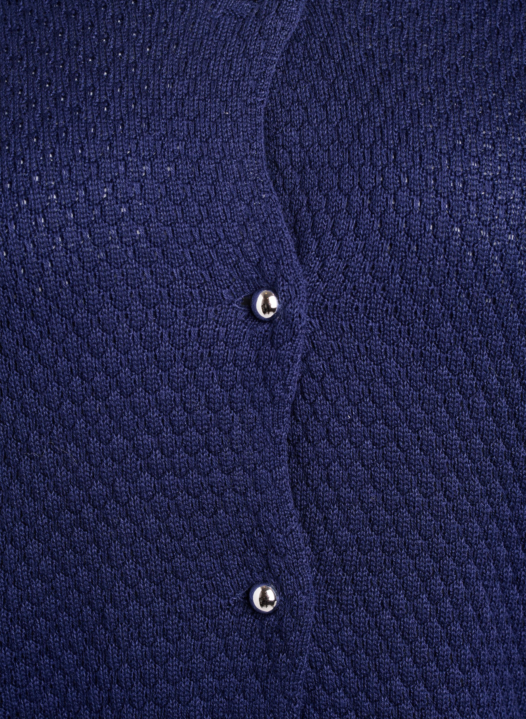 ZizziVest van gestructureerde knit met bolvormige knopen, Blauw, Packshot image number 2