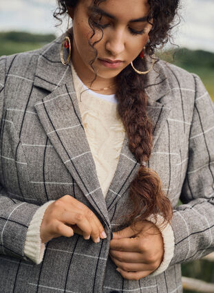 ZizziKlassieke geruite blazer, Grey Check, Image image number 0
