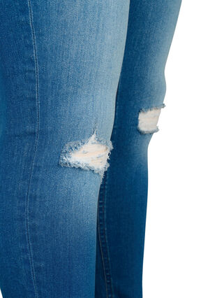 ZizziDestroyed super slanke Sanna jeans, Blue denim, Packshot image number 3