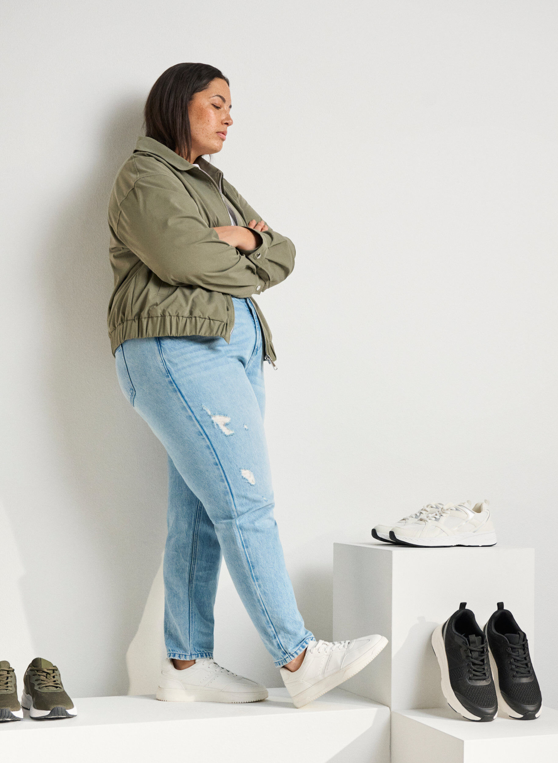 ZizziWide fit - Sneakers met stiksel details, Wit, Image image number 0