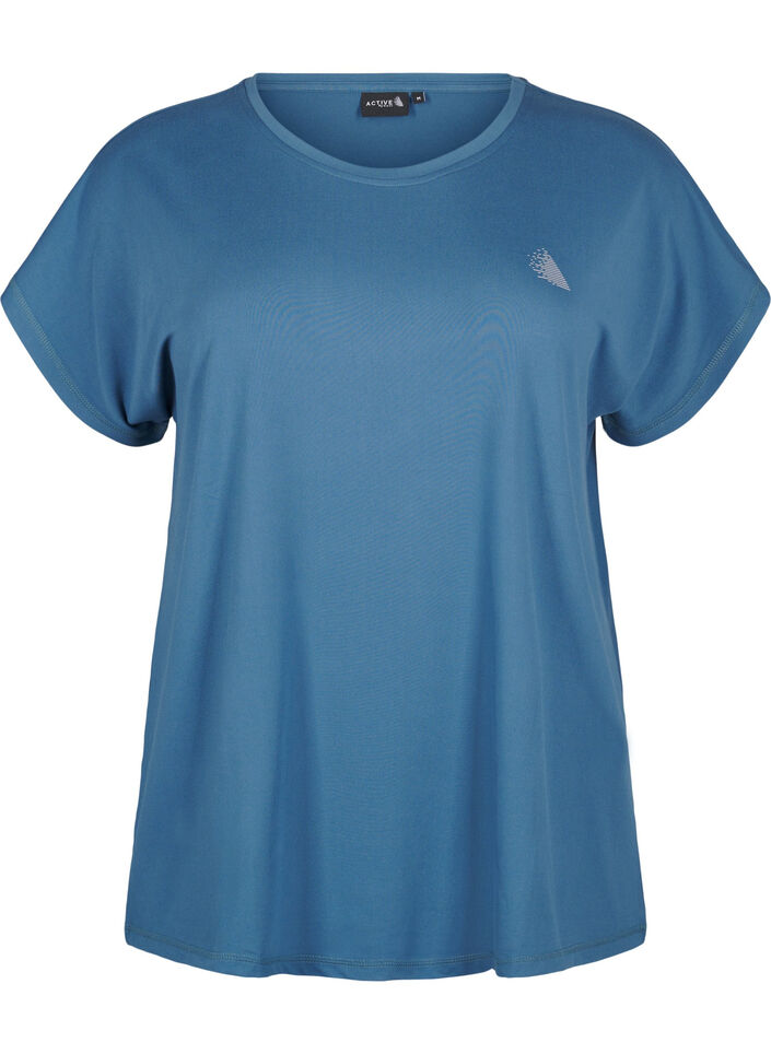 Effen gekleurd T-shirt voor sporten, Blauw, Packshot image number 0