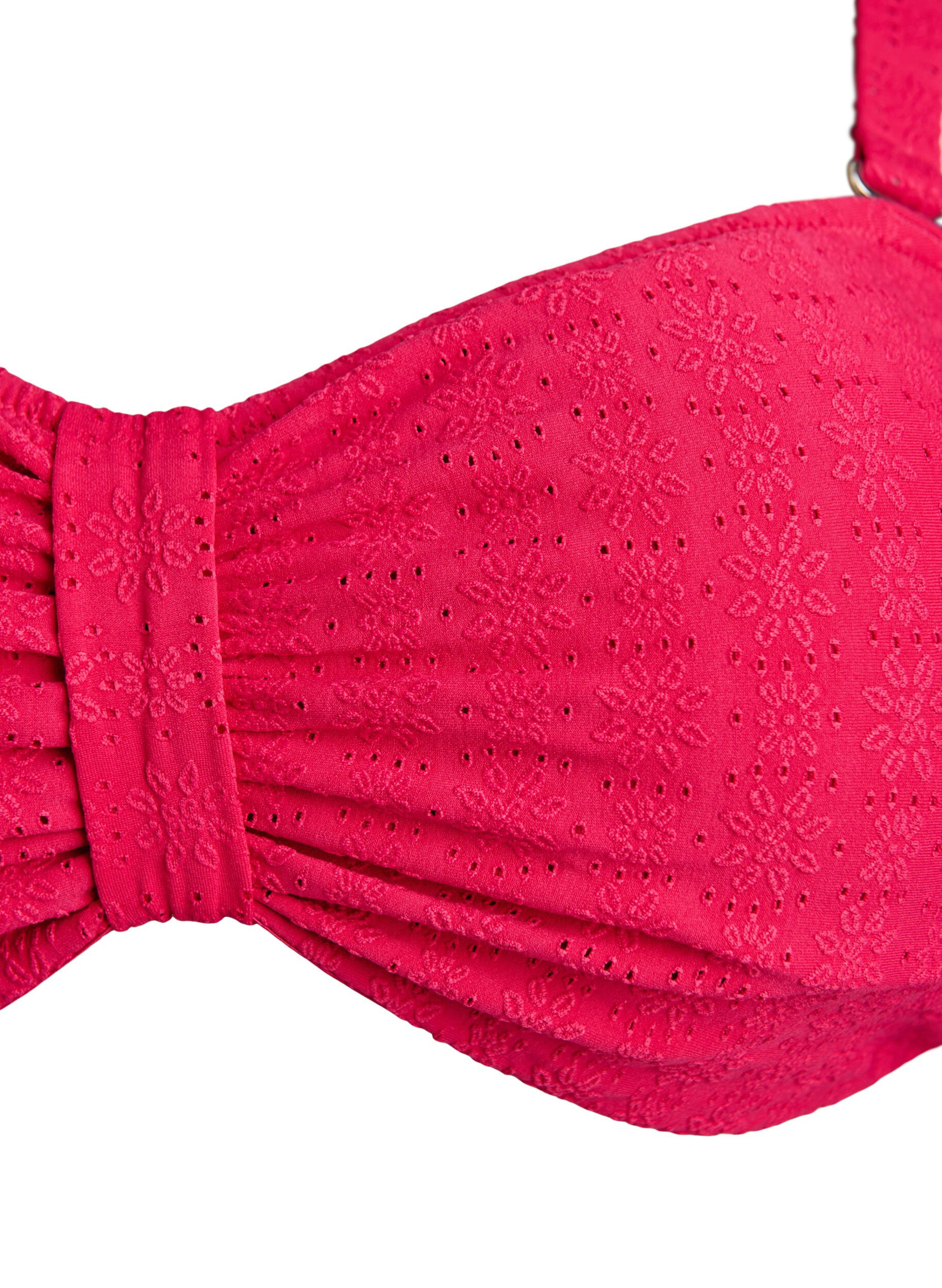ZizziBandeau bikinitop met een textuurpatroon en afneembare bandjes, Roze, Packshot image number 2