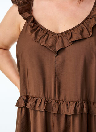 ZizziMouwloze midi jurk met ruches, Rain Drum, Model image number 2