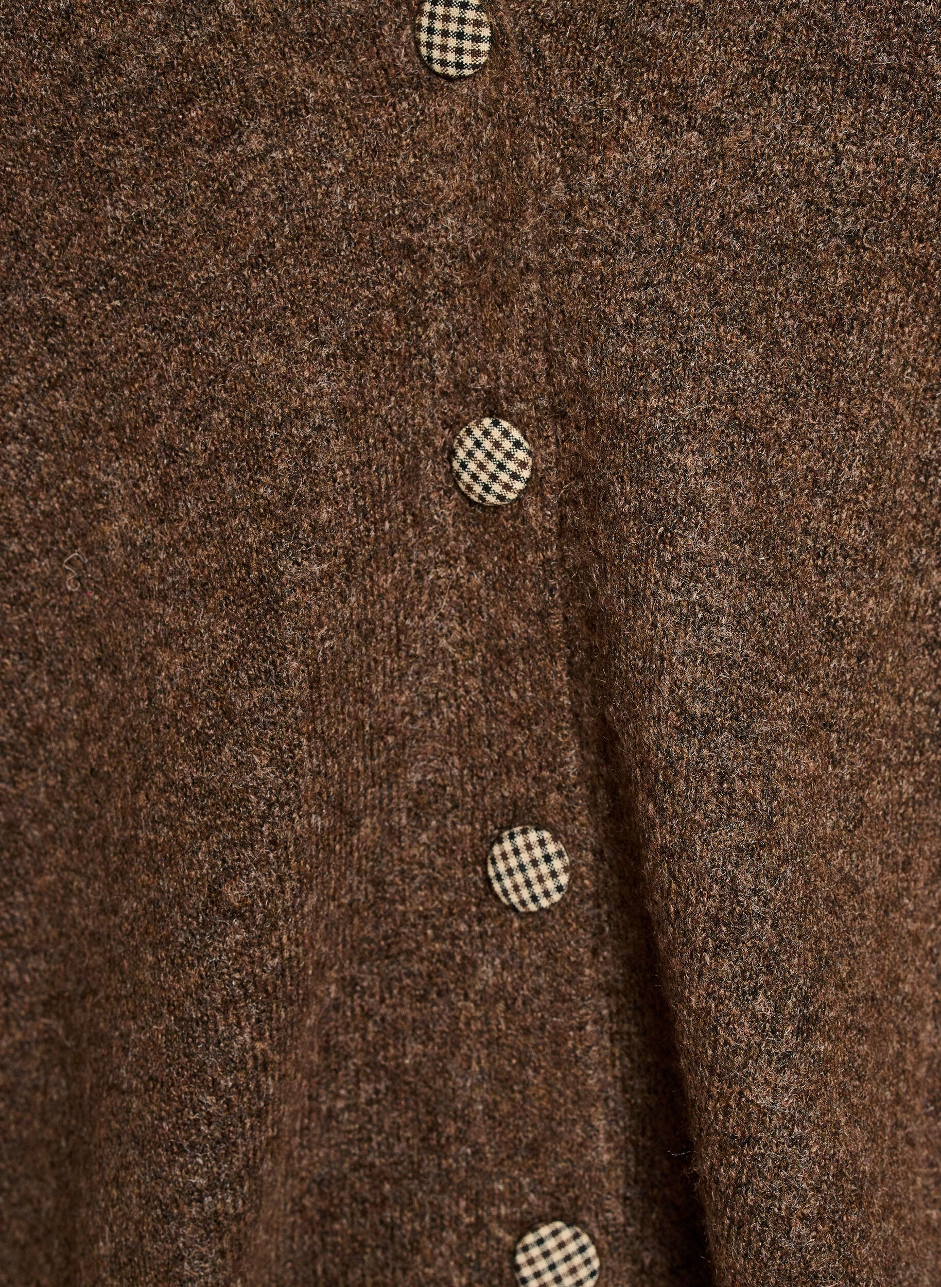 ZizziVest met decoratieve knopen en V-hals, Bruin, Packshot image number 2