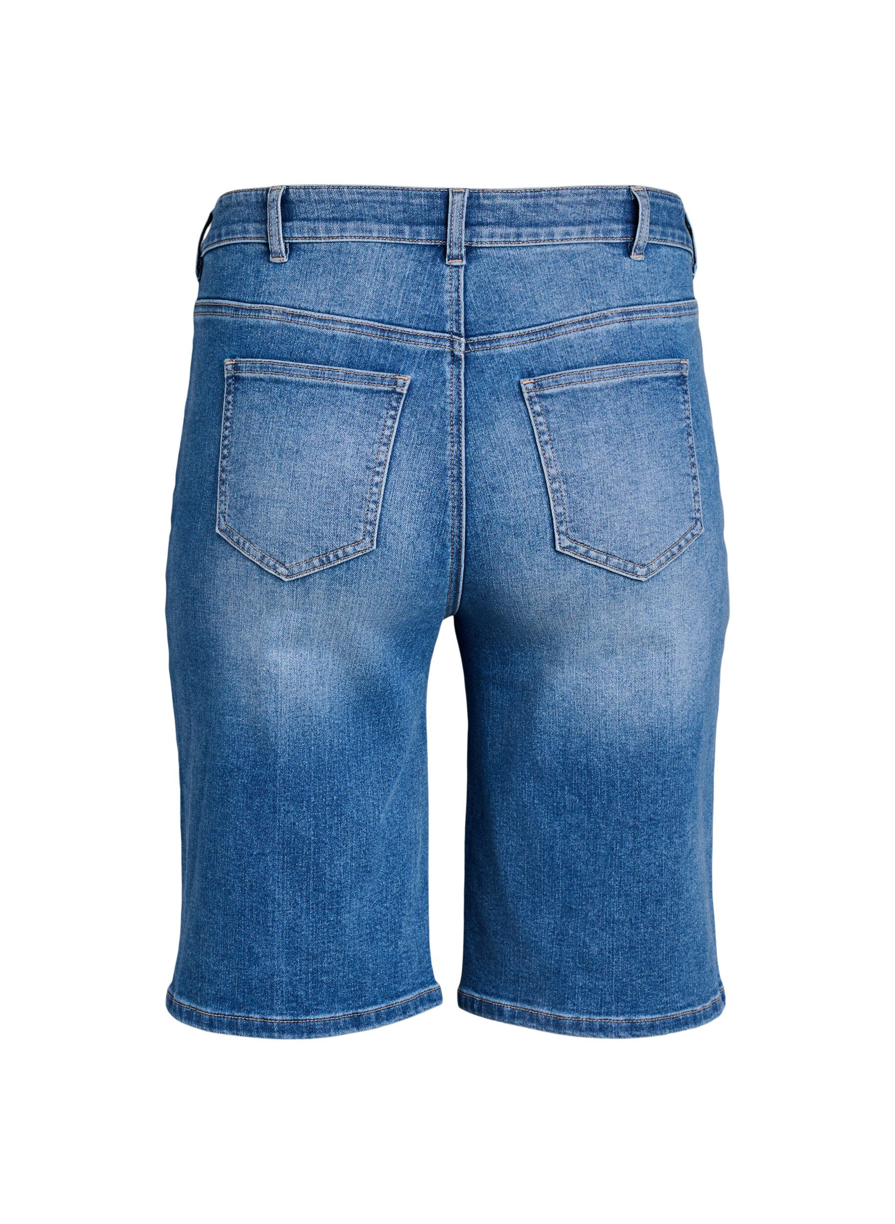 ZizziHigh waist denim Bermuda shorts, Blauw, Packshot image number 1