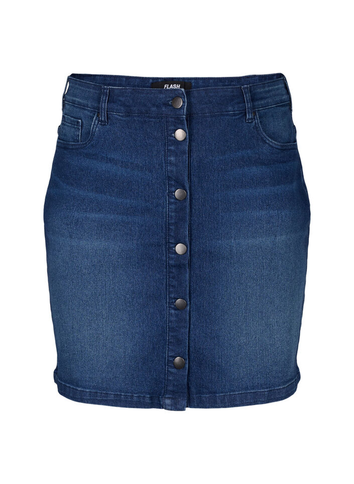 Denim rok met knoopsluiting, Blauw, Packshot image number 0