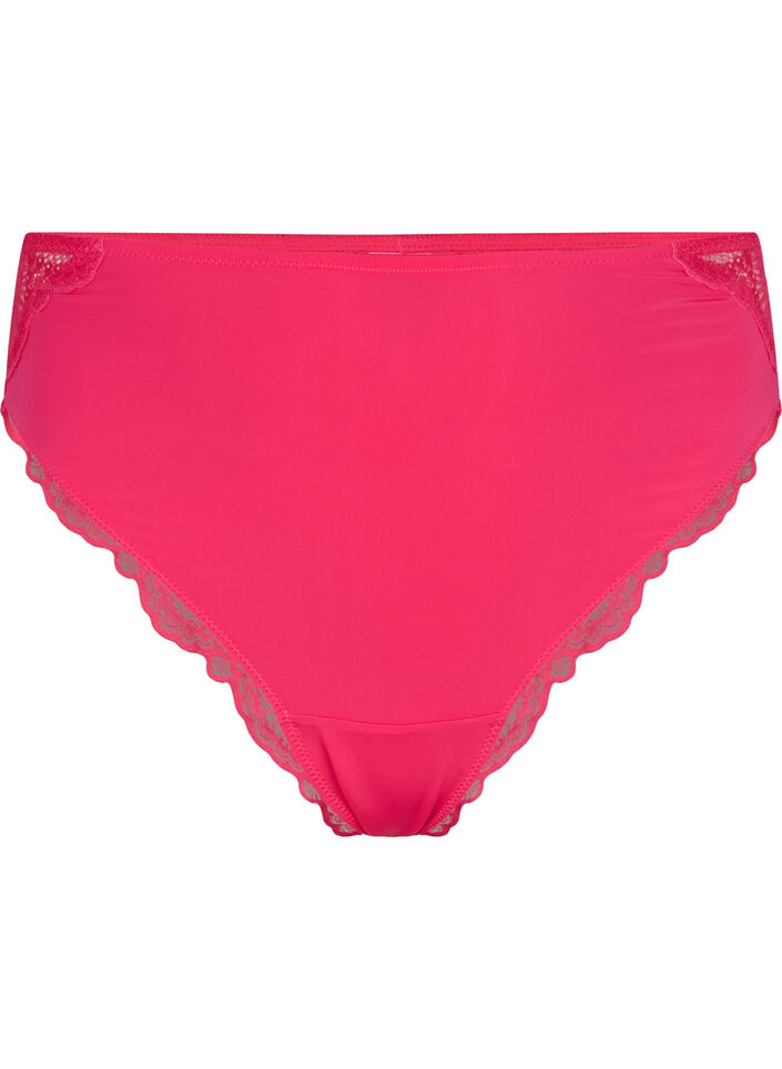 Braziliaans slipje van kant met normale taille, Roze, Packshot image number 0