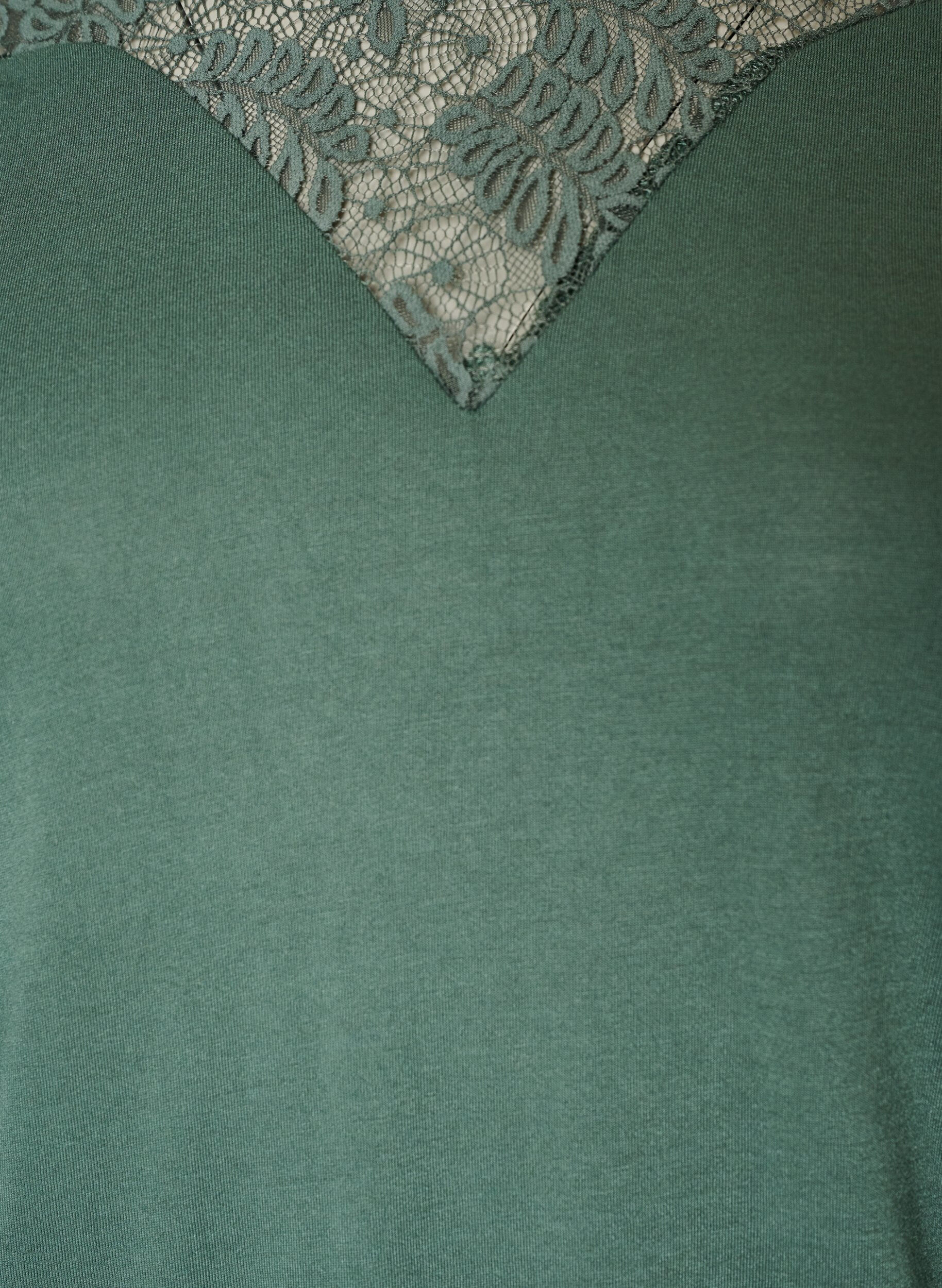 ZizziBlouse met kanten inzetstuk en ballonmouwen, Groen, Packshot image number 2