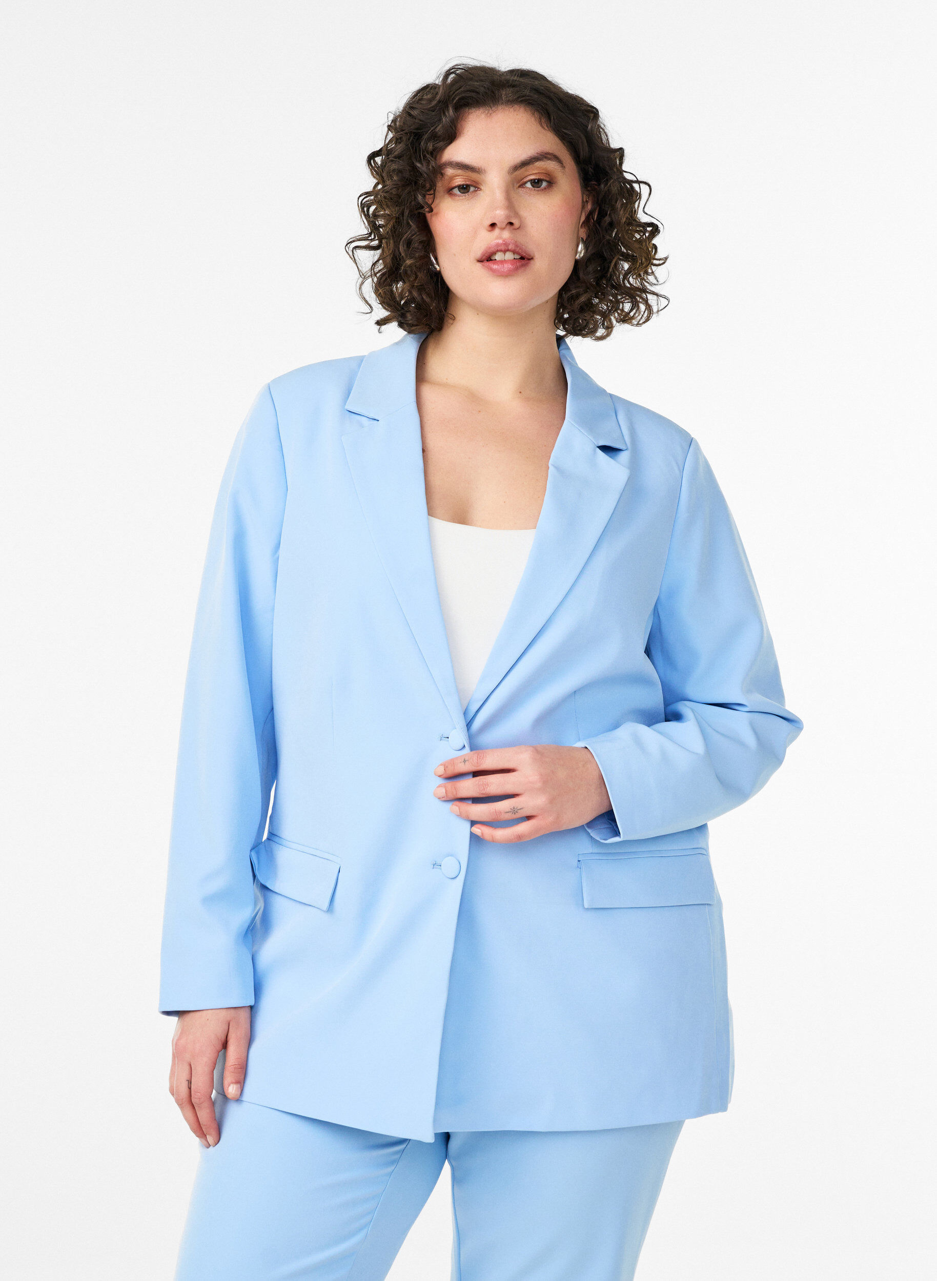 ZizziKlassieke blazer met knoopsluiting, Blauw, Model image number 0