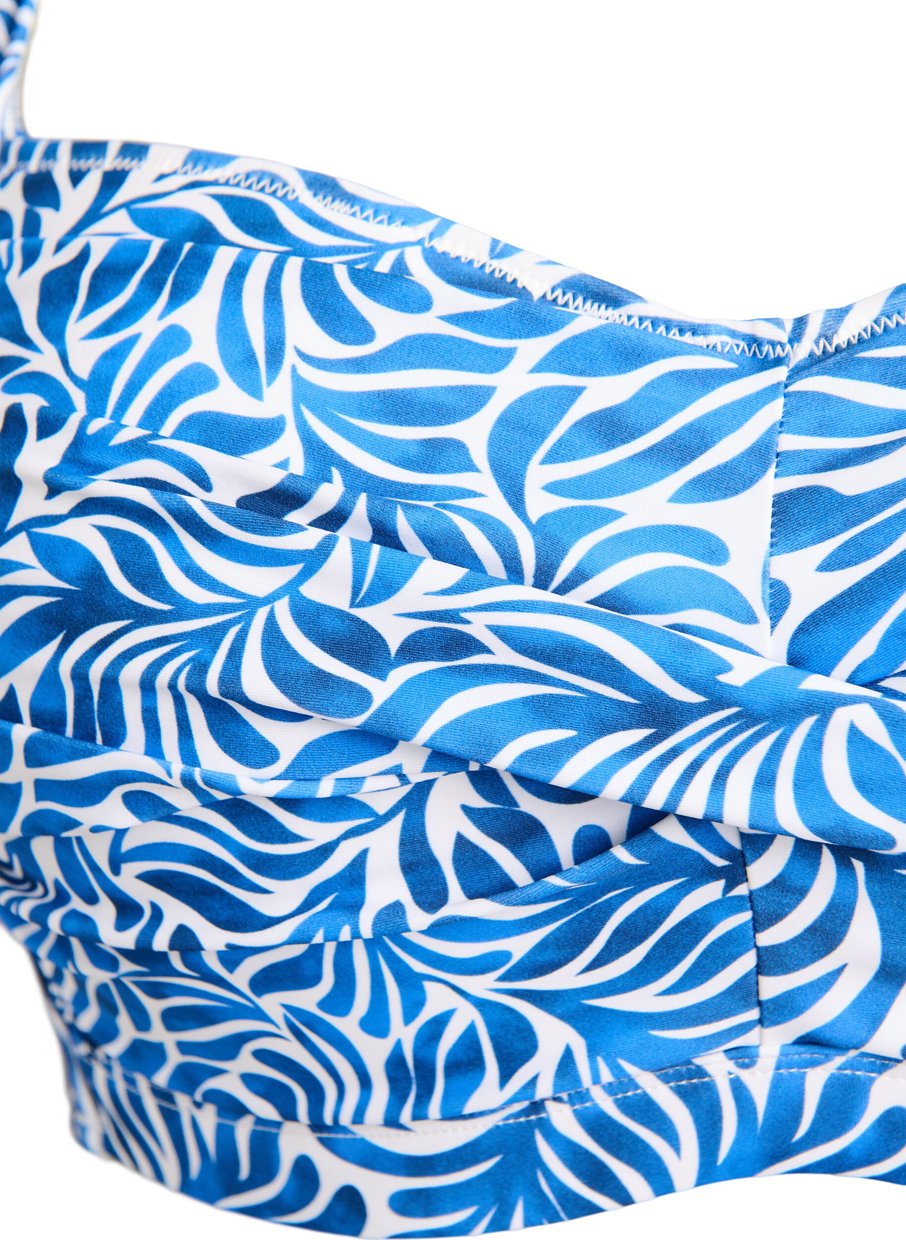 ZizziGewatteerde bikinitop met print, Blauw, Packshot image number 2