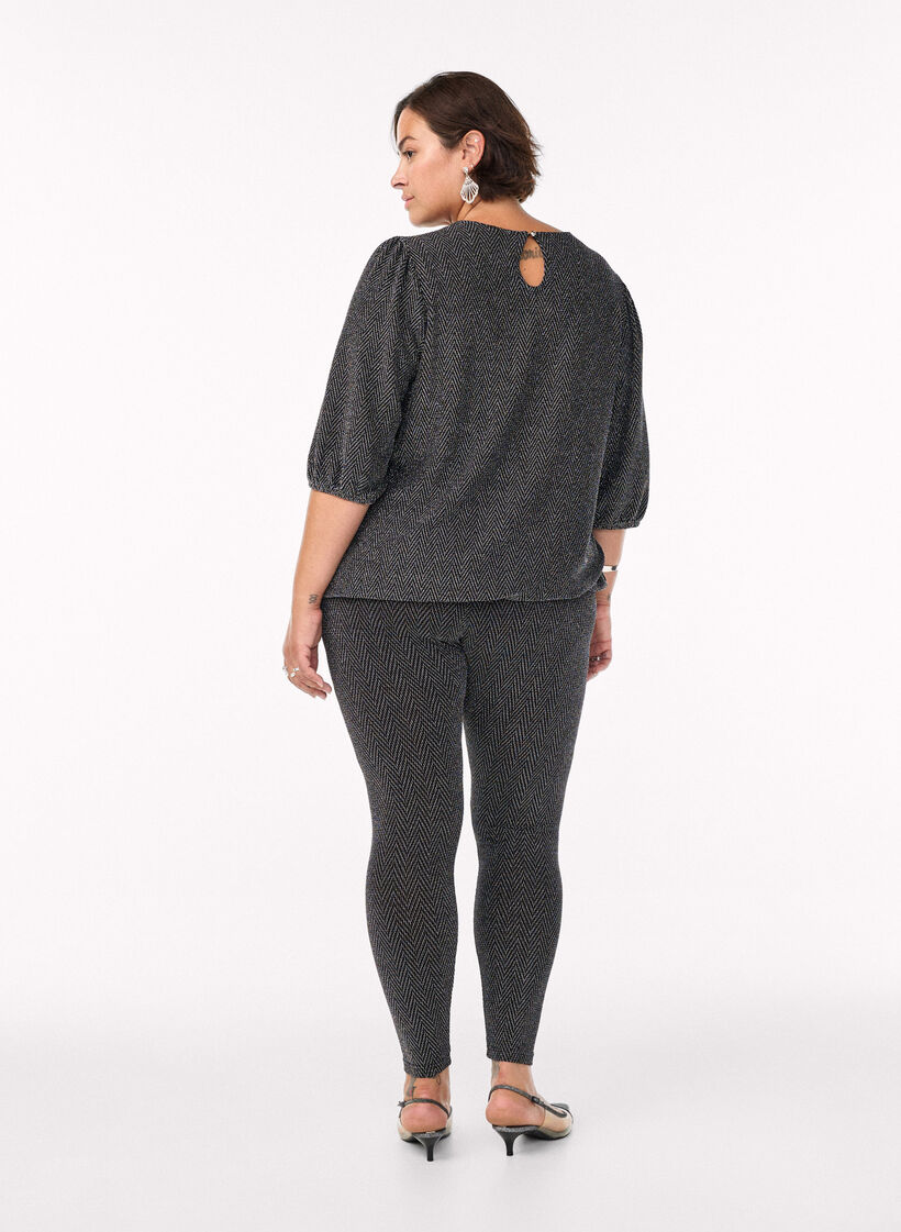 Glitterpatroon leggings, Zwart Glitterpatroon leggings, Zwart, Model