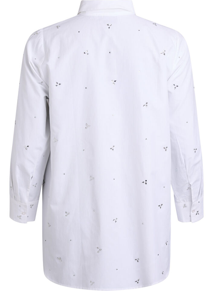 Shirt met strassteentjes, Wit, Packshot image number 1