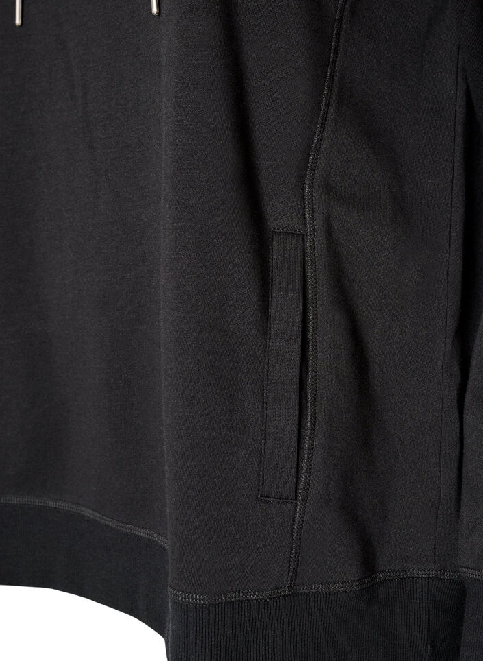 Sweatshirt met hoge kraag en zakken, Zwart, Packshot image number 3