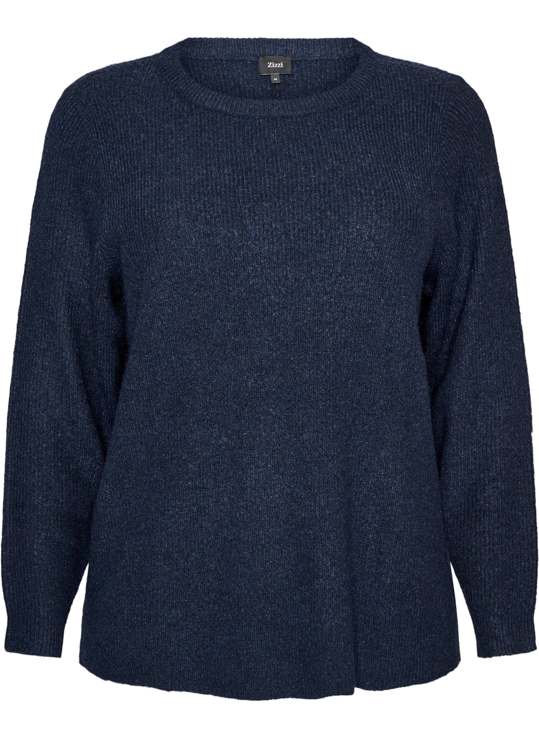 Gem&ecirc;leerde gebreide blouse met ronde hals