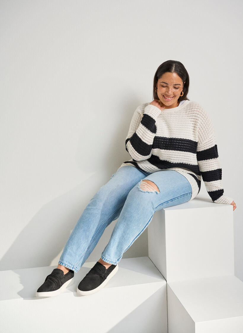 Brede slip-on-pasvorm met knoopdetail, Zwart, Image image number 0