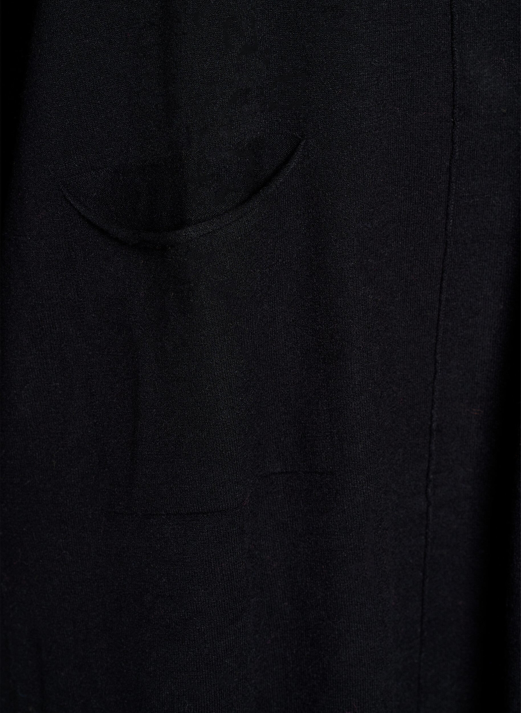 ZizziKorte gebreide jurk met middennaad en zakken, Zwart, Packshot image number 3