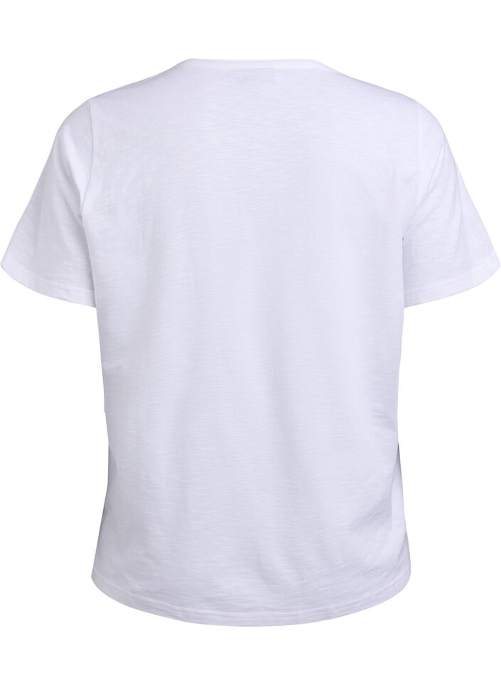 T-shirt met knoopdetail, Wit, Packshot image number 1