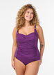 Gewatteerd badpak met draperie, Paars, Model image number 0
