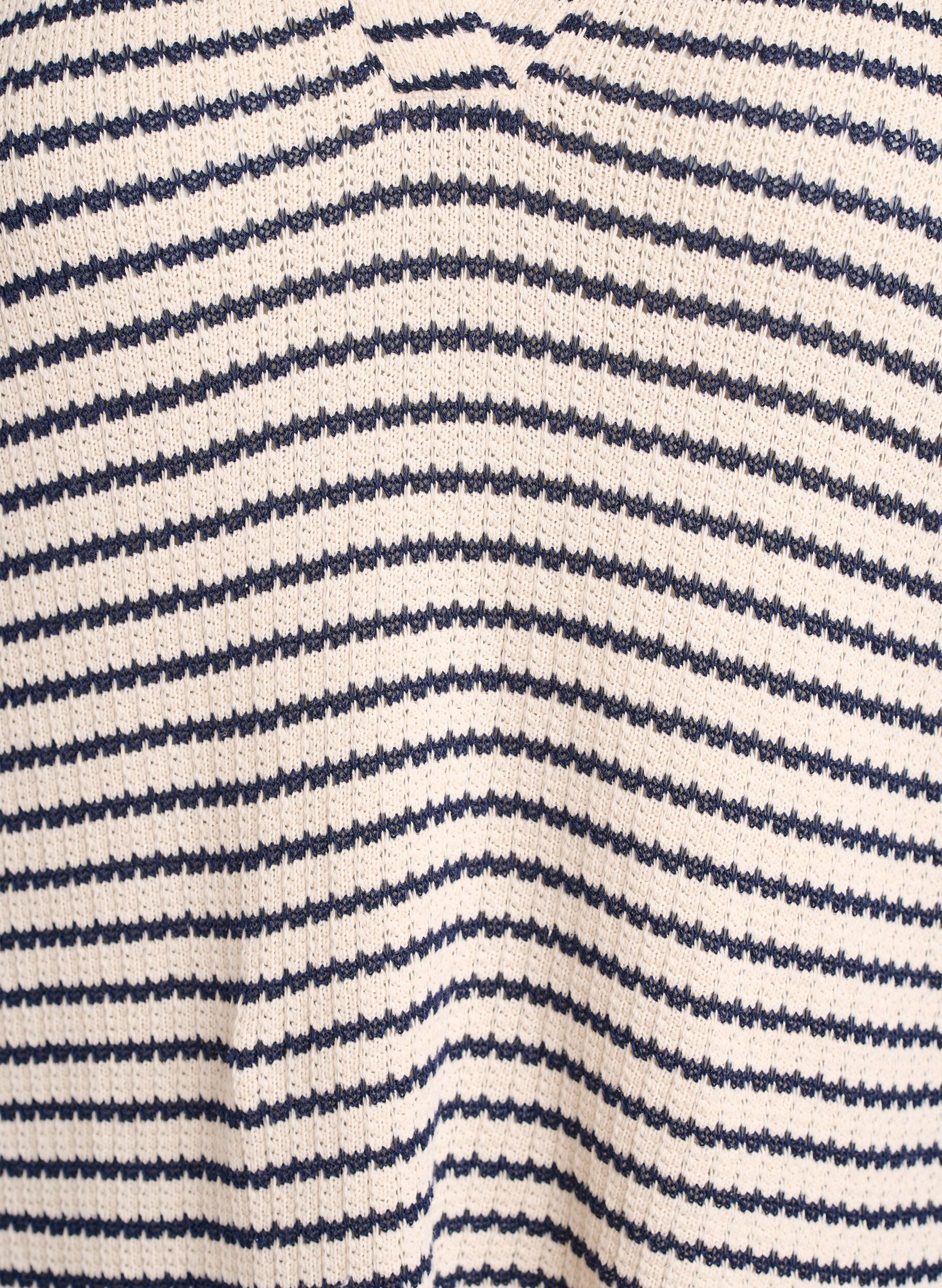 ZizziGestreepte jersey blouse met een kraag en V-hals, Beige, Packshot image number 2