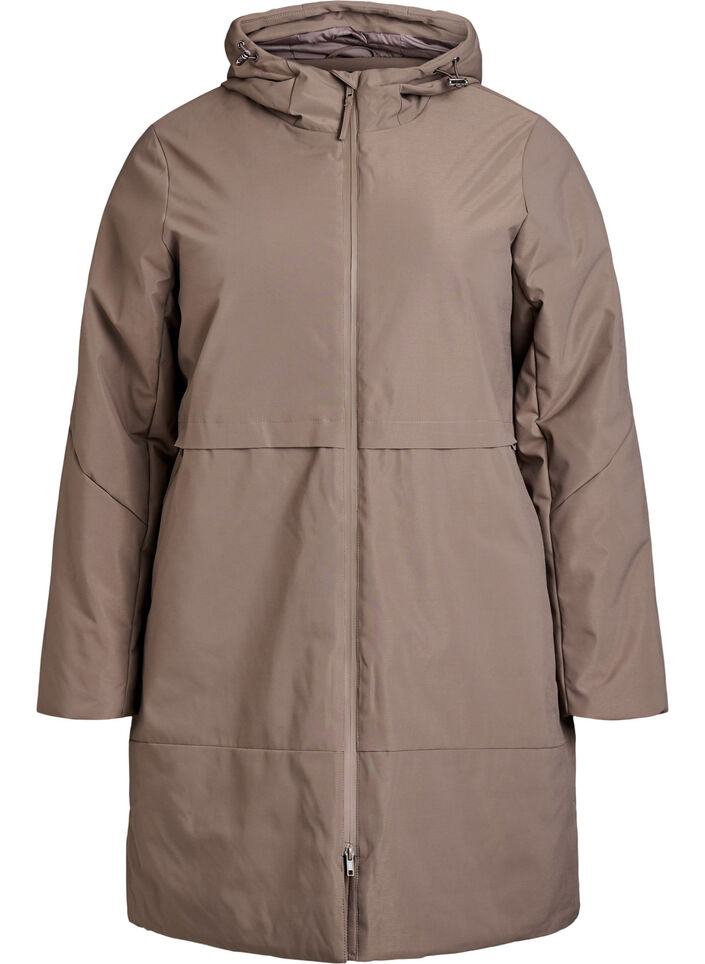 Winterjas met verstelbare taille, Bruin, Packshot image number 0