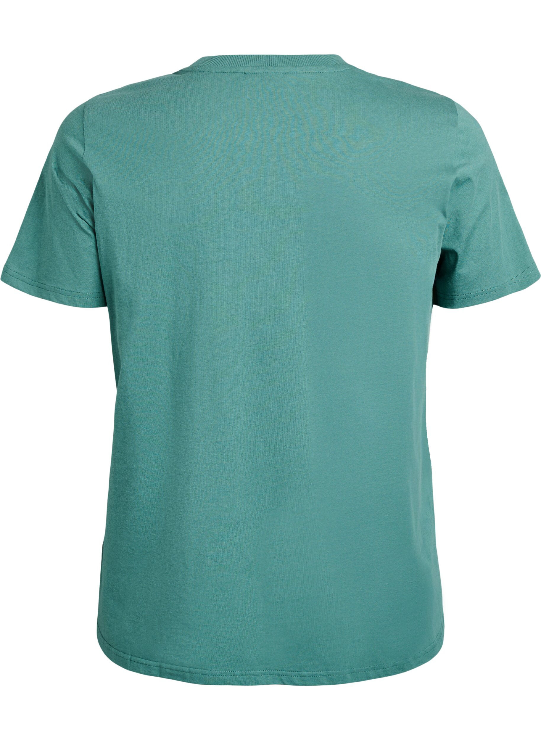 ZizziBasic katoenen T-shirt met ronde hals, Groen, Packshot image number 1