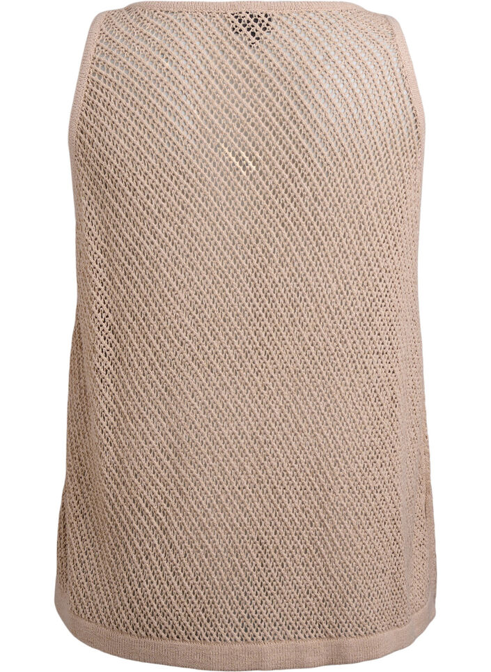 FLASH - Mouwloze gebreide top met V-hals, Beige, Packshot image number 1