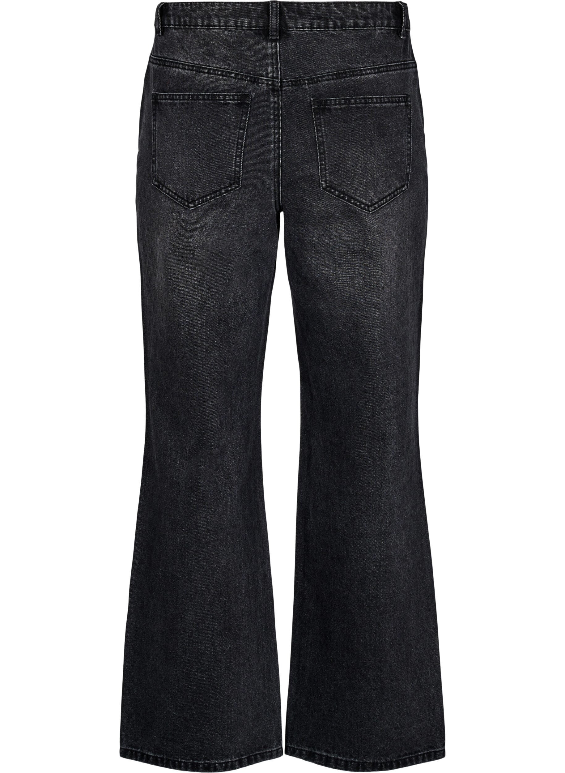 ZizziStraight-fit jeans met rhinestones en een hoge taille, Grijs, Packshot image number 1