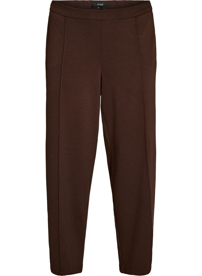 Losse jerseybroek met hoge taille, Bruin, Packshot image number 0