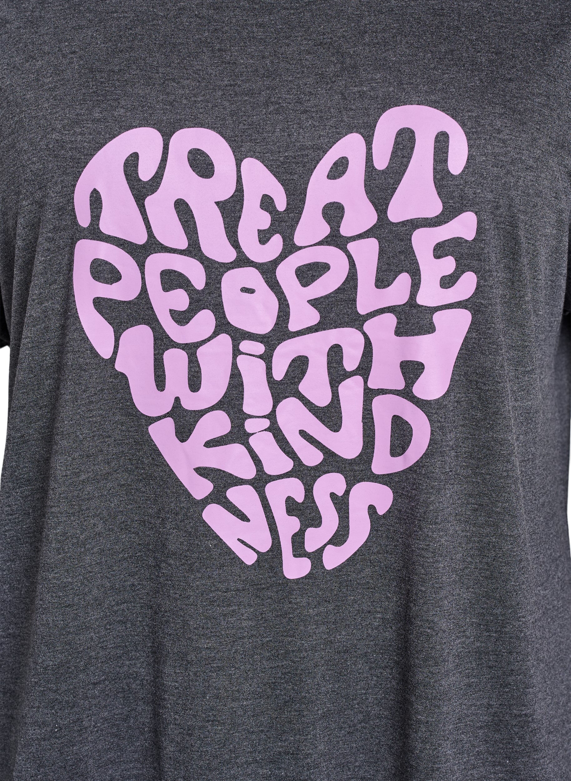 ZizziNachtjapon met korte mouwen en tekstopdruk, Zwart, Packshot image number 2