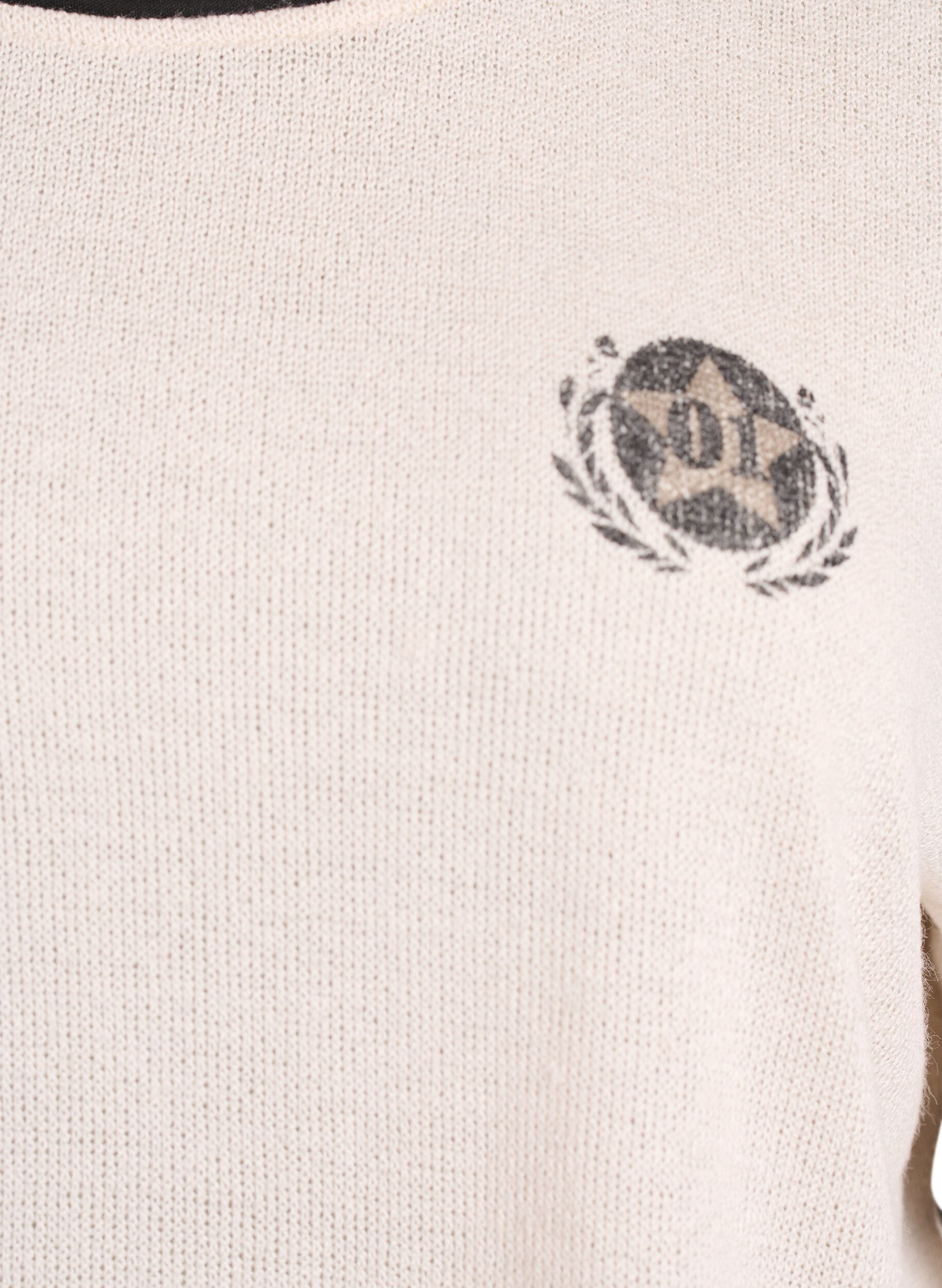 ZizziBlouse met korte mouwen met contrasterende strepen, Beige, Packshot image number 2