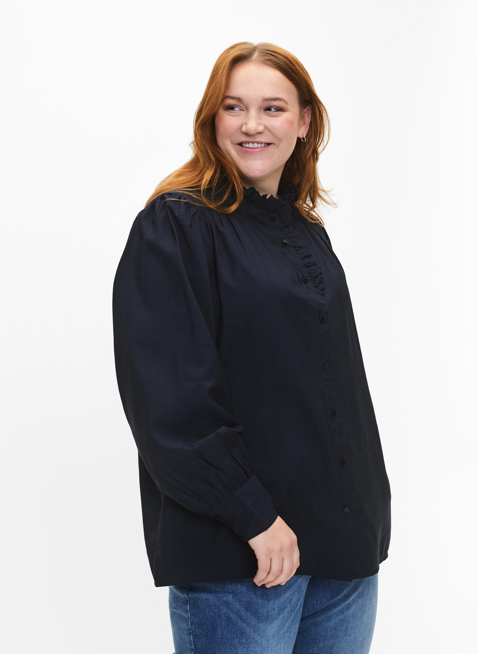 chemisier en viscose &agrave; volants, Sky Captain, Model