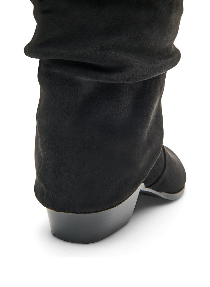 Botte haute en su&eacute;dine avec tige amovible, Noir, Packshot image number 3