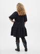 Korte corduroy jurk met vierkante halslijn, Zwart, Model image number 2