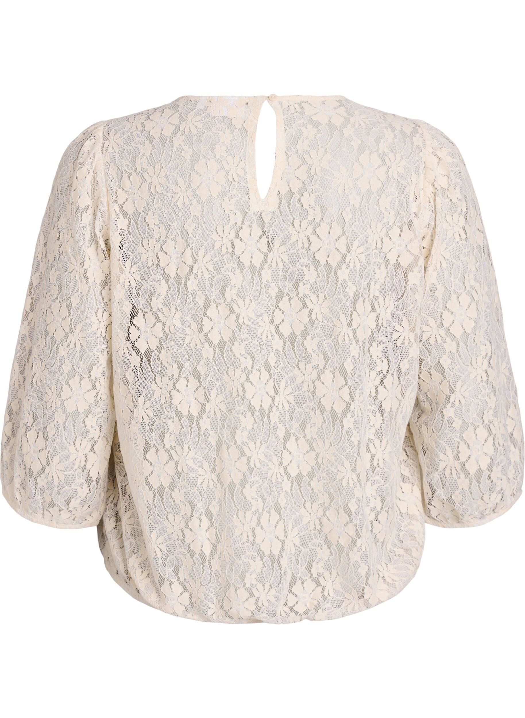 ZizziKantblouse met 3/4 mouwen, Vanille, Packshot image number 1