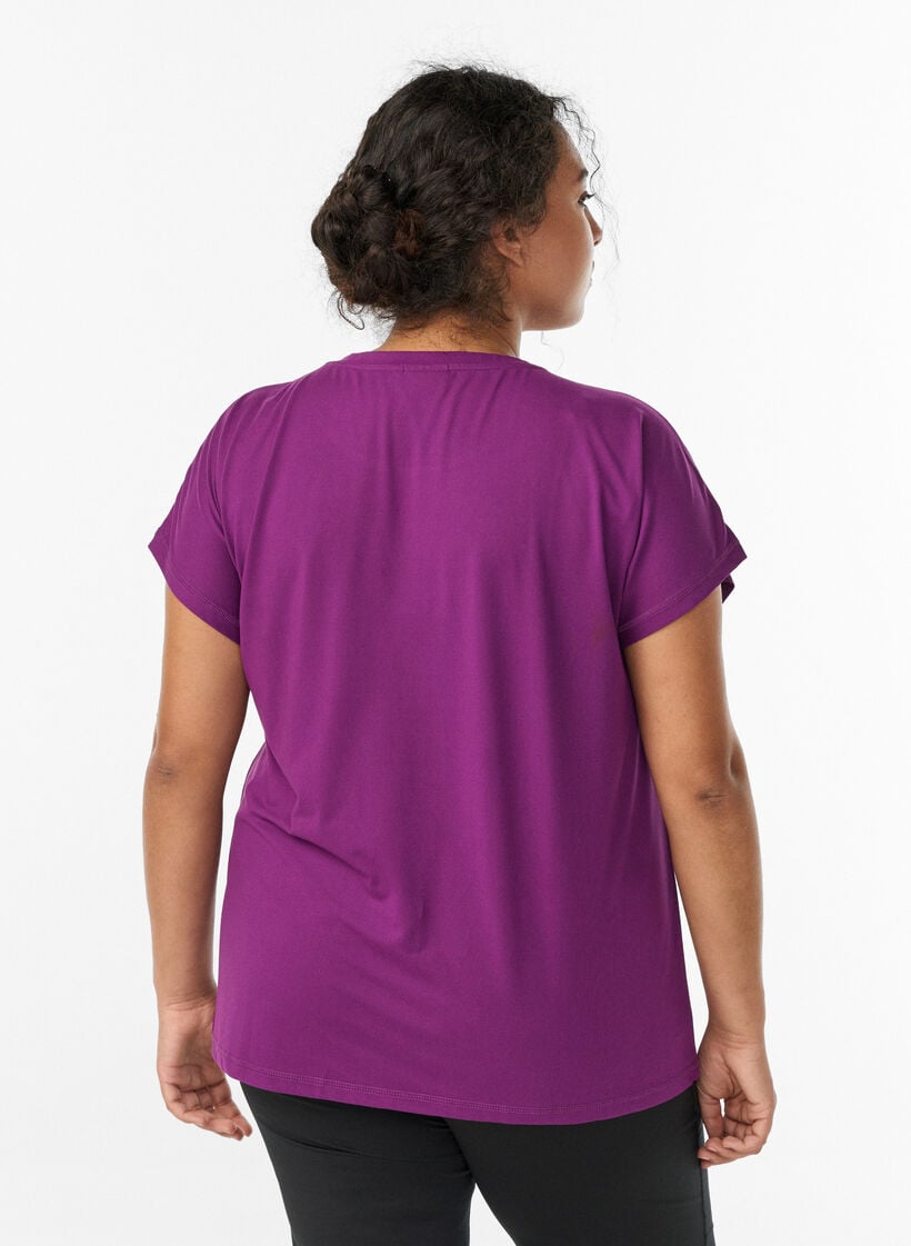 Effen gekleurd trainingsshirt, Paars, Model image number 2