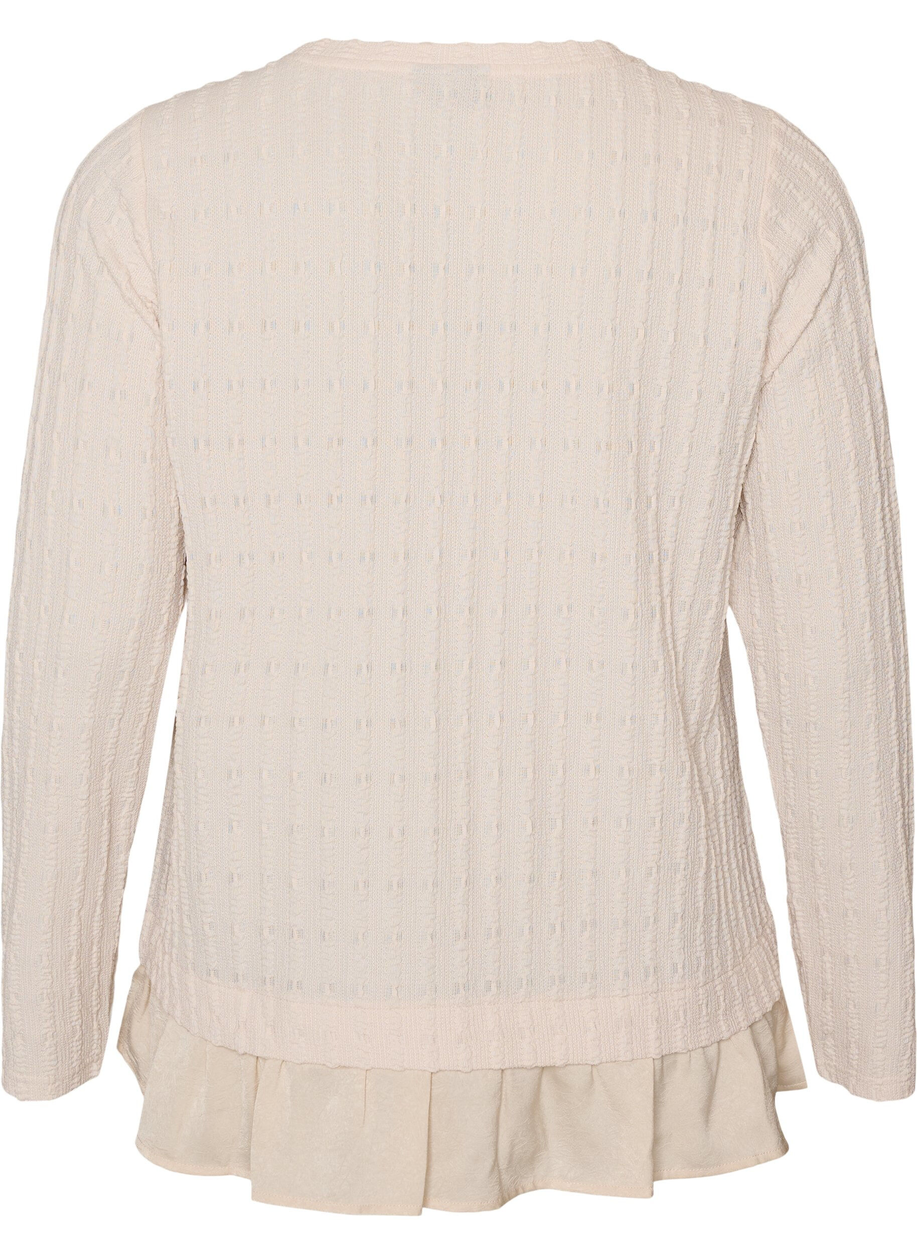 ZizziBlouse met structuur en volantzoom, Vanille, Packshot image number 1