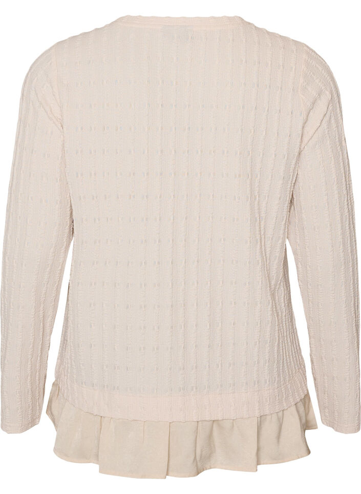 Blouse met structuur en volantzoom, Vanille, Packshot image number 1