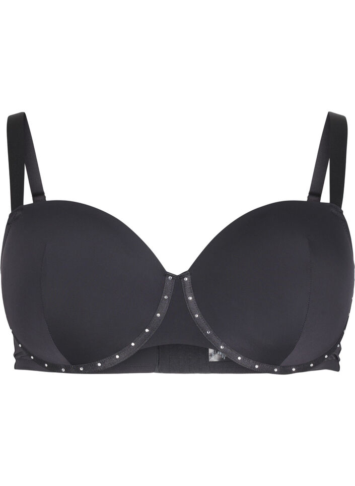 Gevormde bh met sierstenen, Black, Packshot