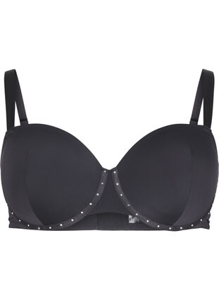 ZizziGevormde bh met sierstenen, Black, Packshot image number 0