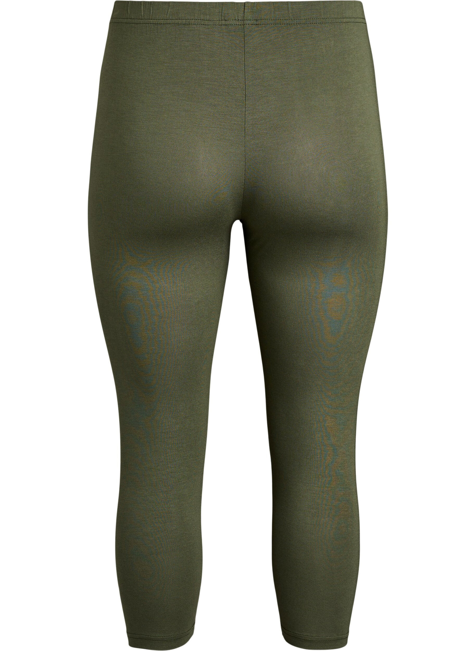 ZizziBasic 3/4 legging in viscose, Groen, Packshot image number 1