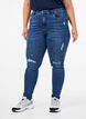 Superslanke Amy jeans met slijtagedetails, Blue Denim, Model image number 2